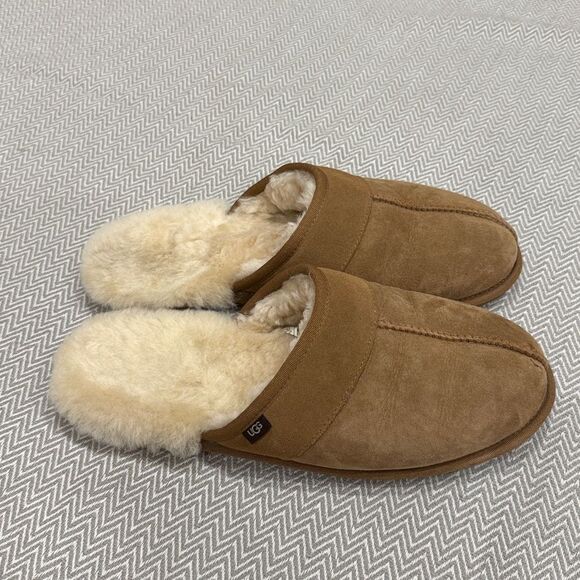 UGG Tan Shearling Lined Slippers Size 12 - Picture 1 of 6
